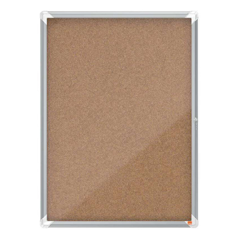 Nobo Vitrina para 9 Hojas A4 con Superficie de Corcho - 1000x752x37mm - Puerta de Cristal de Seguridad - Marco de Aluminio - Color Natural
