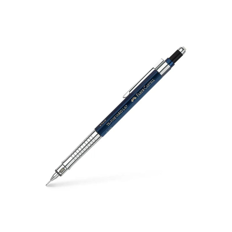 Faber-Castell TK-Fine Vario L Portaminas HB 0.7mm - Con Goma de Borrar - Clip de Metal - Color Azul