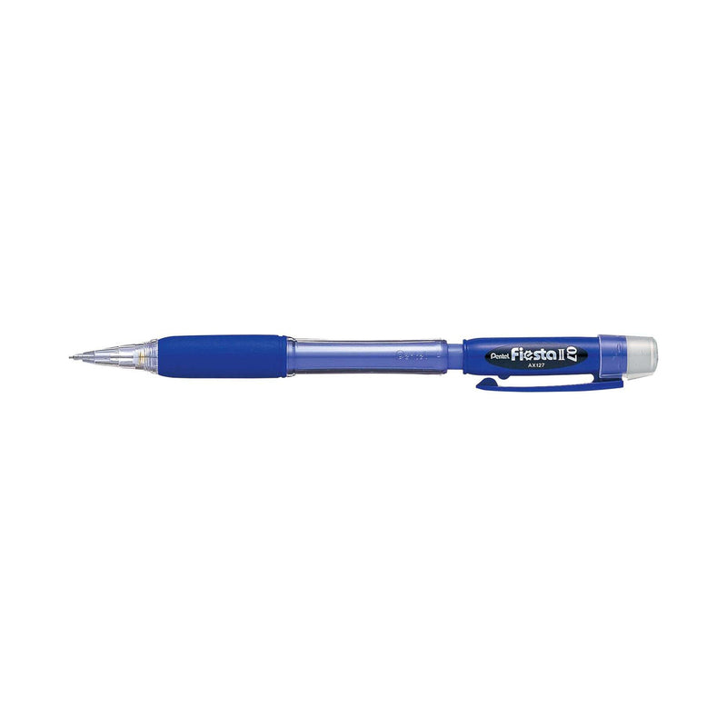 Pentel Fiesta II Portaminas HB 0.7mm con Goma - Incluye 2 Recargas - Grip de Goma - Diseño Ergonomico - Color Azul