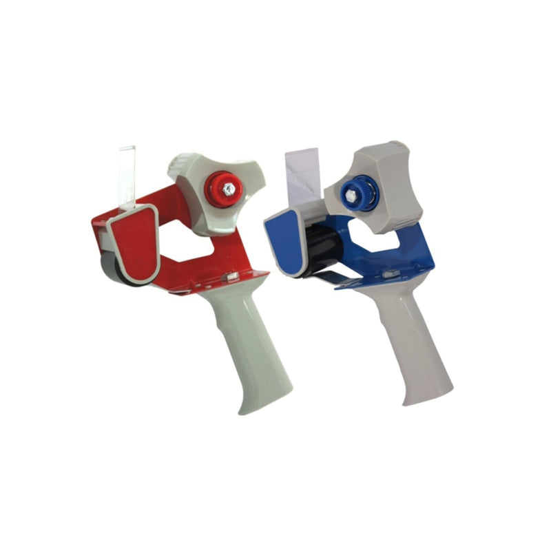 Bismark T-15 Precintadora para Rollos de hasta 50mm de Ancho - Cuchilla de Acero Templado - Empuñadura Ergonomica - Colores Rojo y Azul Aleatorios