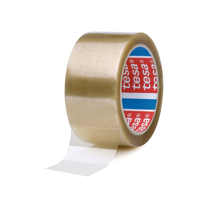 Tesa 4089 Precinto de Embalar 50mm x 132 Metros - Fabricado en Polipropileno - Adhesivo de Caucho Natural - Transparente