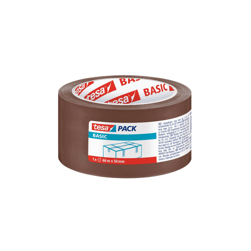 Tesa Basic Precinto de Embalar 50mm x 66 Metros - Fabricado en Polipropileno - Adhesivo Ecologico - Color Marron