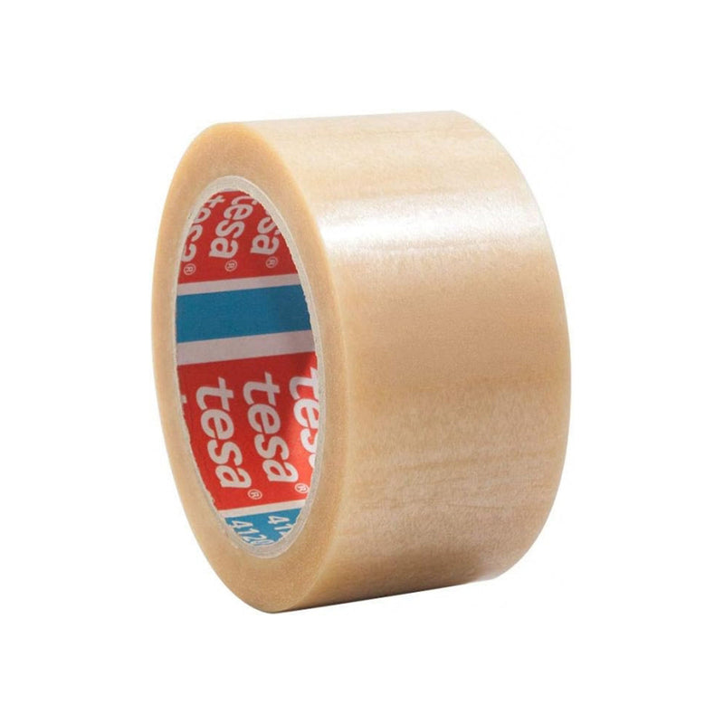 Tesa 4120 Precinto de Embalar Standard 50mm x 66 Metros - Fabricado en PVC - Adhesivo de Caucho Natural - Transparente
