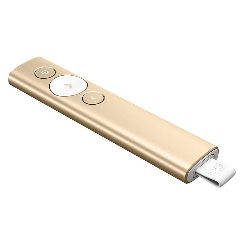 Logitech Spotlight Presentador Inalambrico - Radio de Accion 30m - Vibracion - Color Oro