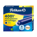 Pelikan 4001 TP/6 Pack de 6 Cartuchos - Tinta de Alta Calidad - Compatible con Plumas Estilograficas - Color Azul Real