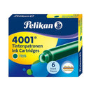 Pelikan Caja de 6 Cartuchos 4001 TP/6 - Recambio para Pluma Estilografica - Color Verde Oscuro