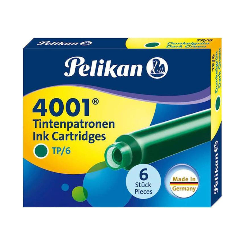 Pelikan Caja de 6 Cartuchos 4001 TP/6 - Recambio para Pluma Estilografica - Color Verde Oscuro