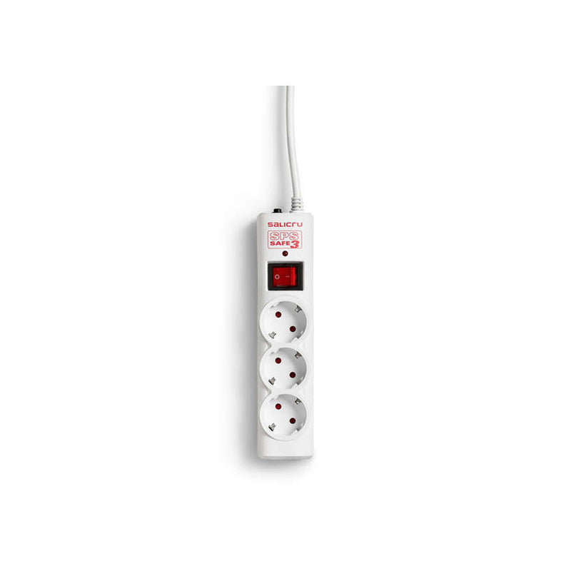 Salicru Regleta SPS SAFE 3 Protectores Electricos Activos de Ultima Generacion - 3 Tomas Schuko - Color Blanco