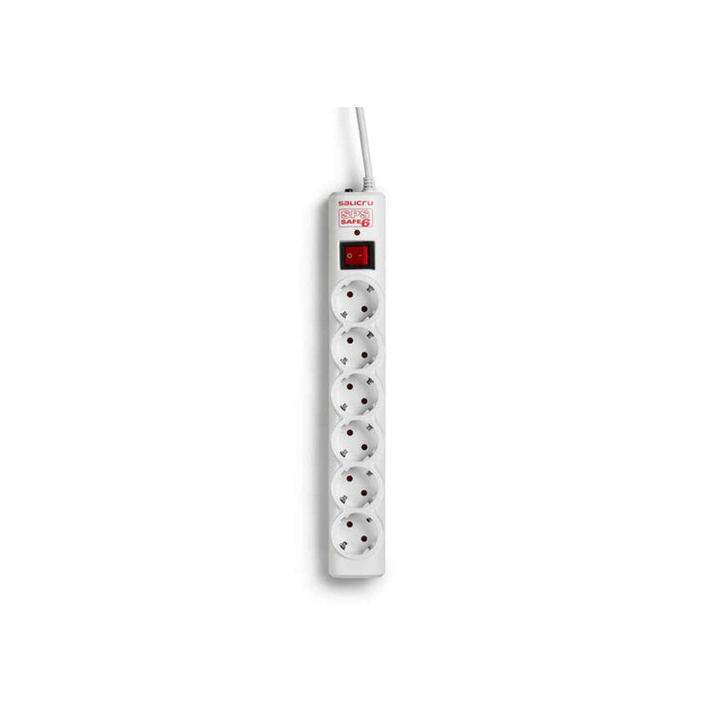 Salicru Regleta SPS SAFE 6 Protectores Electricos Activos de Ultima Generacion - 6 Tomas Schuko - Color Blanco