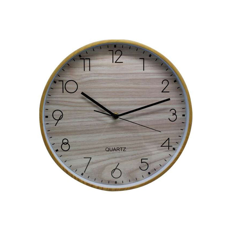 Bismark Reloj Oficina Marco Efecto Madera - Marco Plastico - Lente de Cristal - Manecillas de Aluminio - Esfera de PVC - Color Marrón