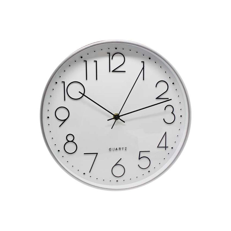Bismark Reloj Oficina Plata - Marco Plastico - Lente de Cristal - Manecillas de Aluminio - Esfera de PVC - Color Plata
