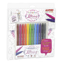Alpino Color Experience Pack de 12 Rotuladores Dual Artist + Libro Guia de Iniciacion al Lettering - Doble punta (Fina 0,7mm y Pincel de 2,9mm) - Colores Surtidos