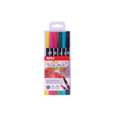 Apli Brush Marker Pack de 6 Rotuladores Acuarelables de Doble Punta - Punta Pincel de 1-4mm y Punta Redonda de 1mm - Tinta Base de Agua Inodora y No Toxica - Colores Surtidos