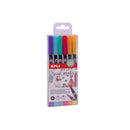Apli Brush Marker Pack de 6 Rotuladores Acuarelables de Doble Punta - Punta Pincel de 1-4mm y Punta Redonda de 1mm - Tinta Base de Agua Inodora y No Toxica - Colores Pastel Surtidos