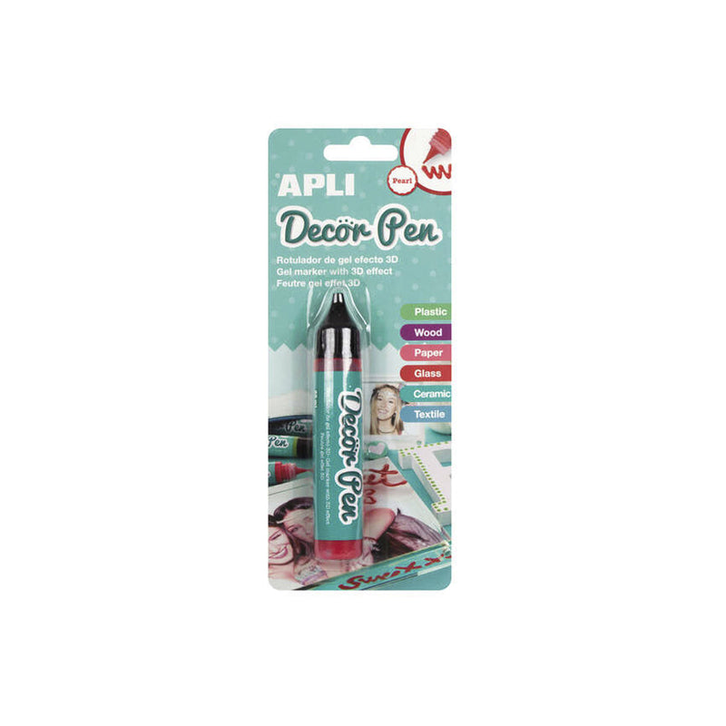 Apli Rotulador de Gel 3D con Acabado Perlado - 25ml - Ideal para Decorar Plastico, Madera, Papel, Cristal, Ceramica o Textil - Personalizacion Facil y Espectacular - Color Rojo