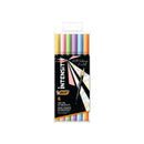 Bic Intensity Dual Tip Pastel Pack de 6 Rotuladores Doble Punta - Punta de Pincel + Punta Fina - Tinta con Base de Agua - Colores Pastel Surtidos