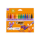 BIC Kids Comfort Jumbo Pack de 12 Rotuladores con Tinta Lavable - Facil de Limpiar - Agarre Antideslizante - Colores Surtidos