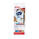 Edding 1340 Brush Pack de 6 Rotuladores - Punta Pincel Flexible - Trazo 1-3mm - Tinta con Base de Agua - Colores Oro, Rojo, Azul, Verde, Gris y Morado