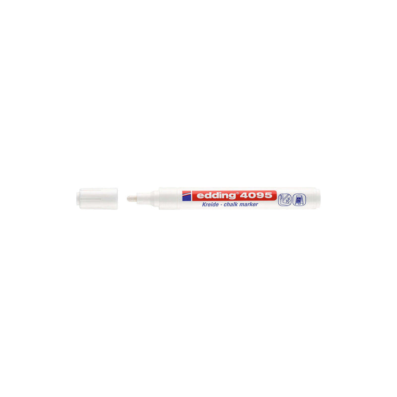 Edding 4095 Rotulador de Tiza Liquida - Punta Redonda - Trazo entre 2 y 3mm - Olor Neutro  - Color Blanco