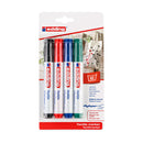 Edding 4500 Pack de 4 Rotuladores Permanentes para Textil - Punta Redonda - Trazo 2-3mm - Olor Neutro - Secado Rapido - Colores Negro, Verde, Rojo y Azul