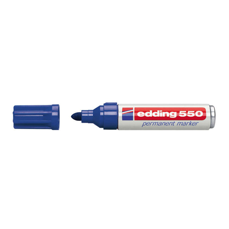 Edding 550 Rotulador Permanente - Punta Redonda - Trazo entre 3 y 4 mm. - Recargable - Secado Rapido - Color Azul