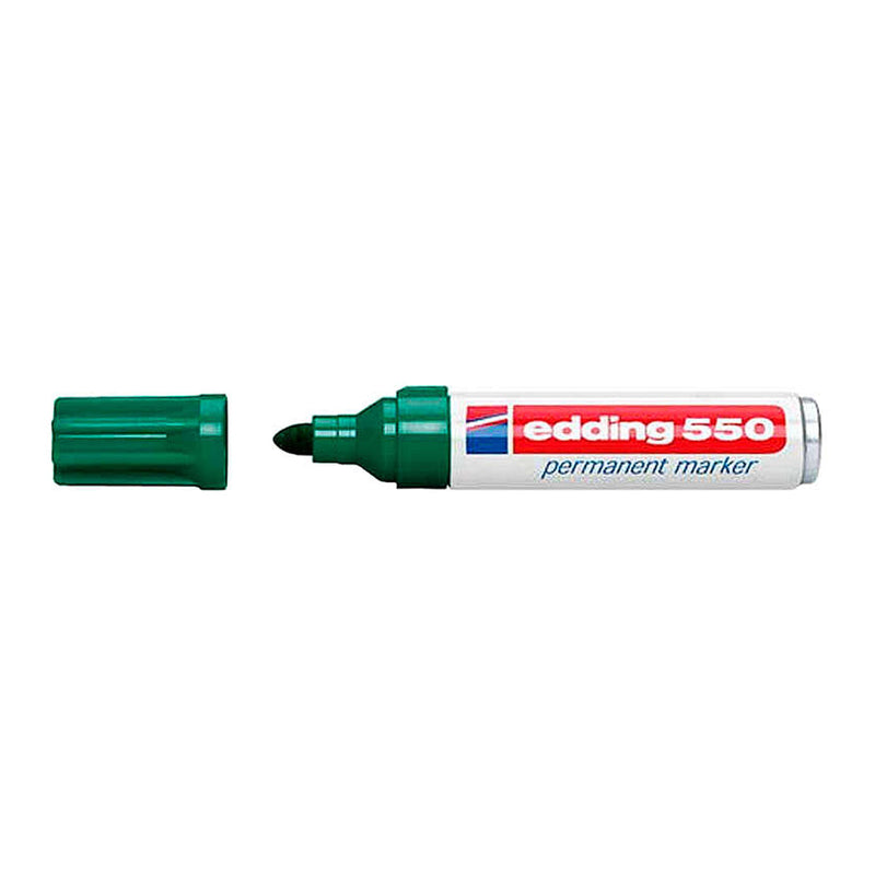 Edding 550 Rotulador Permanente - Punta Redonda - Trazo entre 3 y 4 mm. - Recargable - Secado Rapido - Color Verde