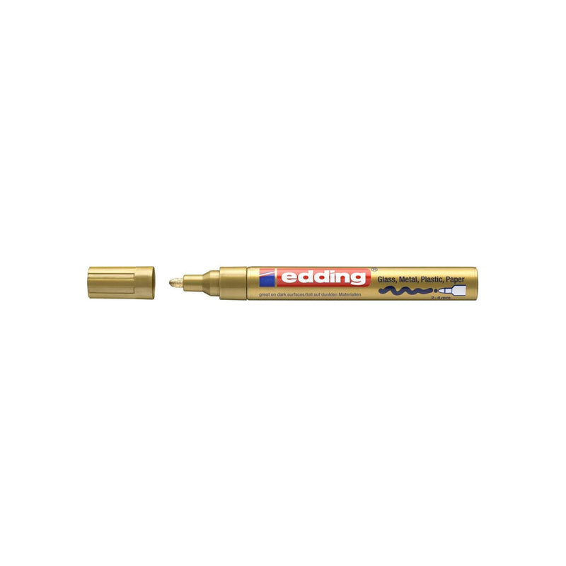 Edding 750 Rotulador Permanente - Punta Redonda - Trazo entre 2 y 4 mm. - Tinta Opaca - Secado Rapido - Color Oro