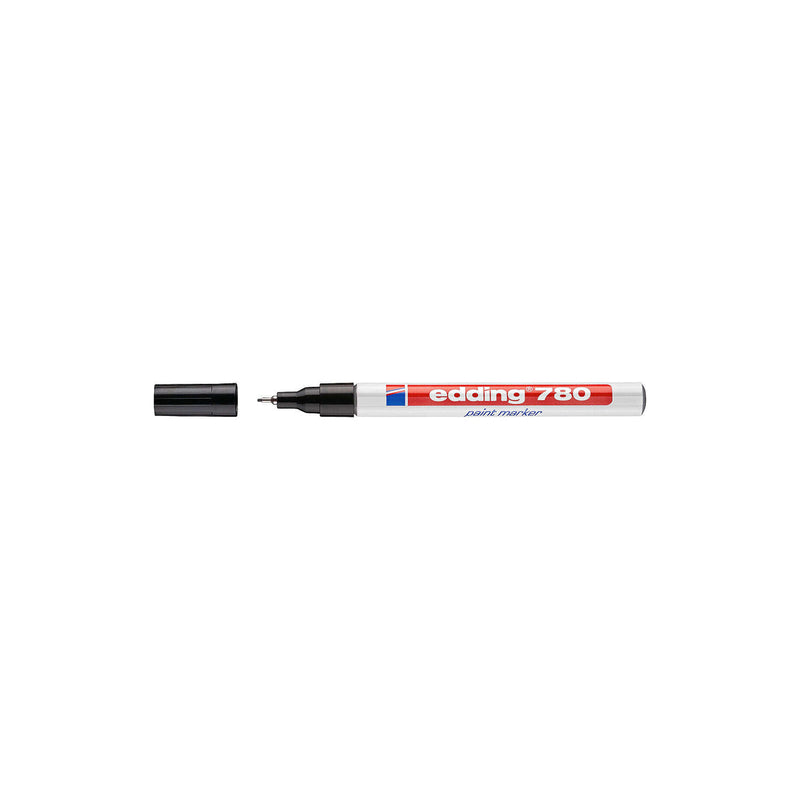 Edding 780 Rotulador Permanente de Tinta Opaca - Punta Redonda - Trazo 0.8mm - Puntas de Recambio Disponibles - Secado Rapido - Color Negro