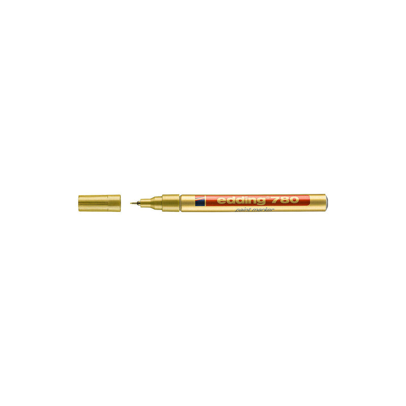 Edding 780 Rotulador Permanente de Tinta Opaca - Punta Redonda - Trazo 0.8mm - Puntas de Recambio Disponibles - Secado Rapido - Color Oro
