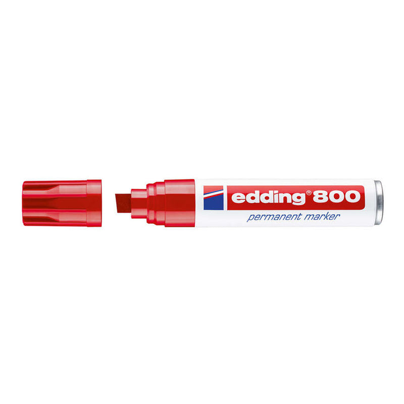 Edding 800 Rotulador Permanente - Punta Biselada - Trazo entre 4 y 12 mm. - Recargable - Secado Instantaneo - Color Rojo