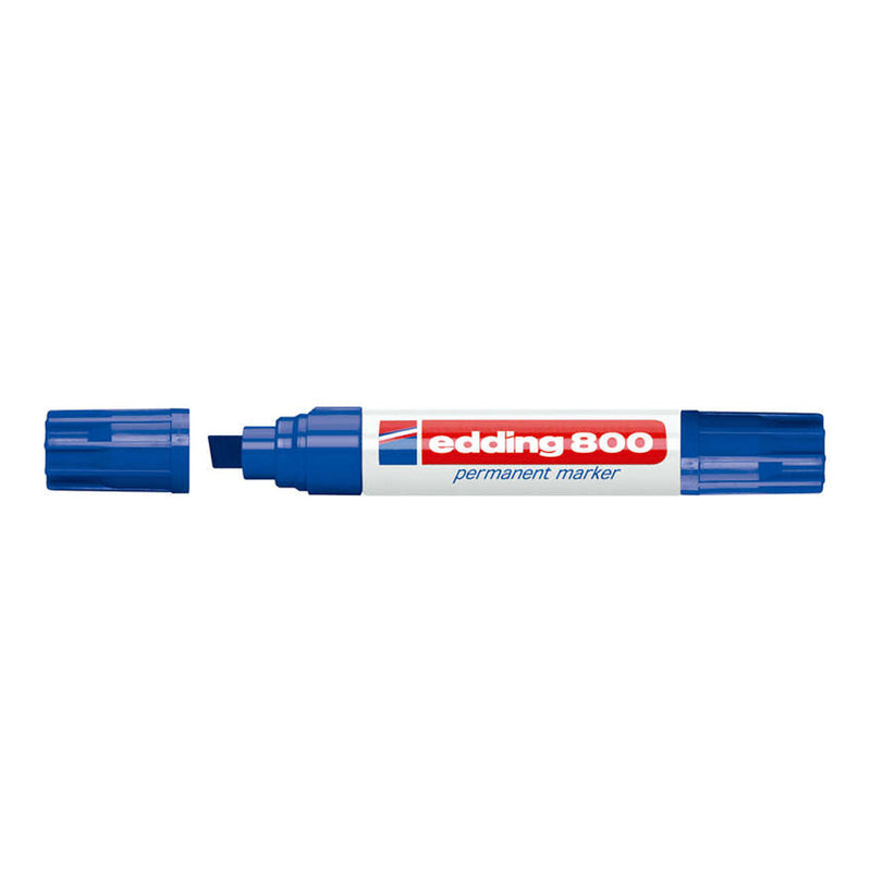 Edding 800 Rotulador Permanente - Punta Biselada - Trazo entre 4 y 12 mm. - Recargable - Secado Instantaneo - Color Azul