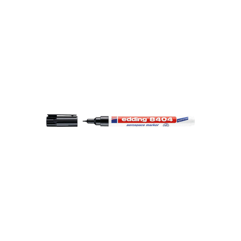 Edding 8404 Rotulador Aeroespacial Permanente - Escribe sobre Metal - Punta Redonda - Trazo 0.75mm - Resistente al Agua, Desgaste y al Roce - Secado Rapido - Color Negro