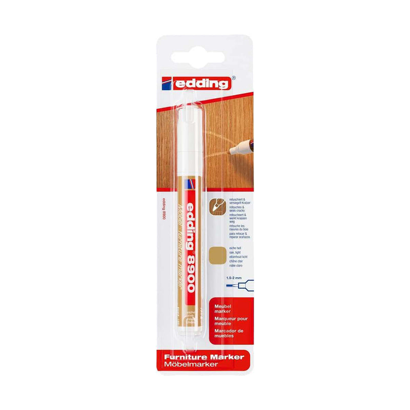 Edding 8900 Rotulador Permanente para Muebles - Punta Redonda 1.5-2mm - Resistente a la Luz - Secado Rapido - Color Roble Claro