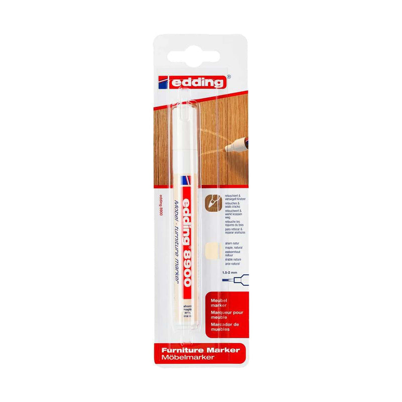 Edding 8900 Rotulador Permanente para Muebles - Punta Redonda 1.5-2mm - Resistente a la Luz - Secado Rapido - Color Arce Natural
