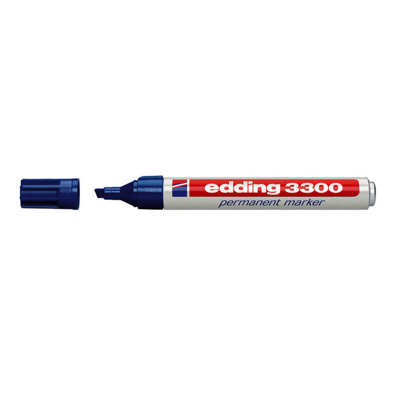 Edding 3300 Rotulador Permanente - Punta Biselada - Trazo entre 1 y 5 mm. - Tinta Casi Inodora - Secado Rapido - Color Azul