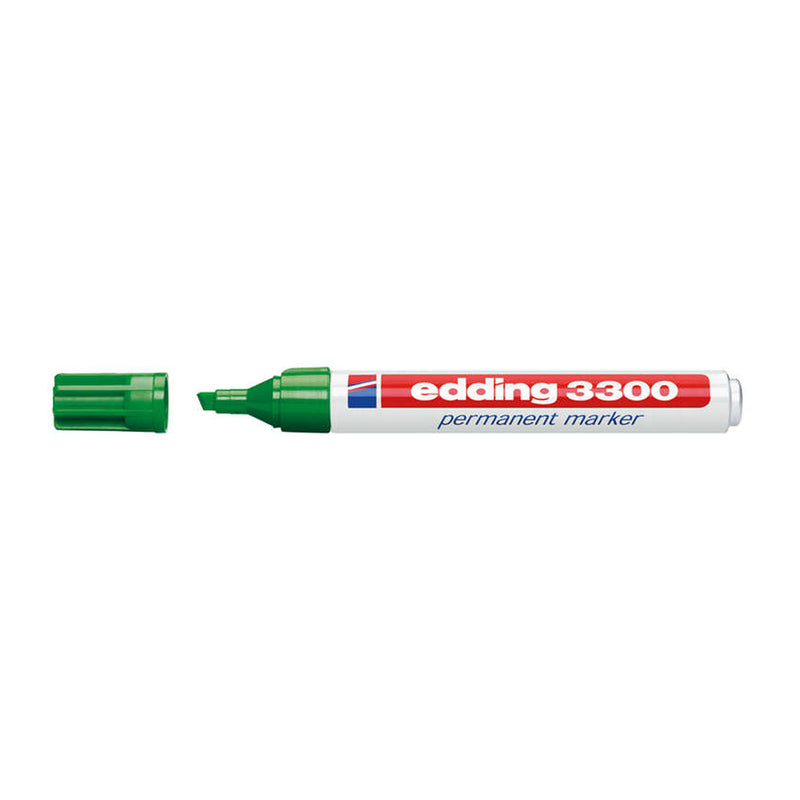 Edding 3300 Rotulador Permanente - Punta Biselada - Trazo entre 1 y 5 mm. - Tinta Casi Inodora - Secado Rapido - Color Verde
