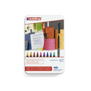 Edding 1200 Caja Metalica con 10 Rotuladores - Punta Redonda - Trazo 1mm - Tinta con Base de Agua