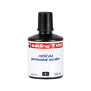 Edding T100 Bote de Recarga para Rotulador Permanente - Capacidad 100ml - Color Negro