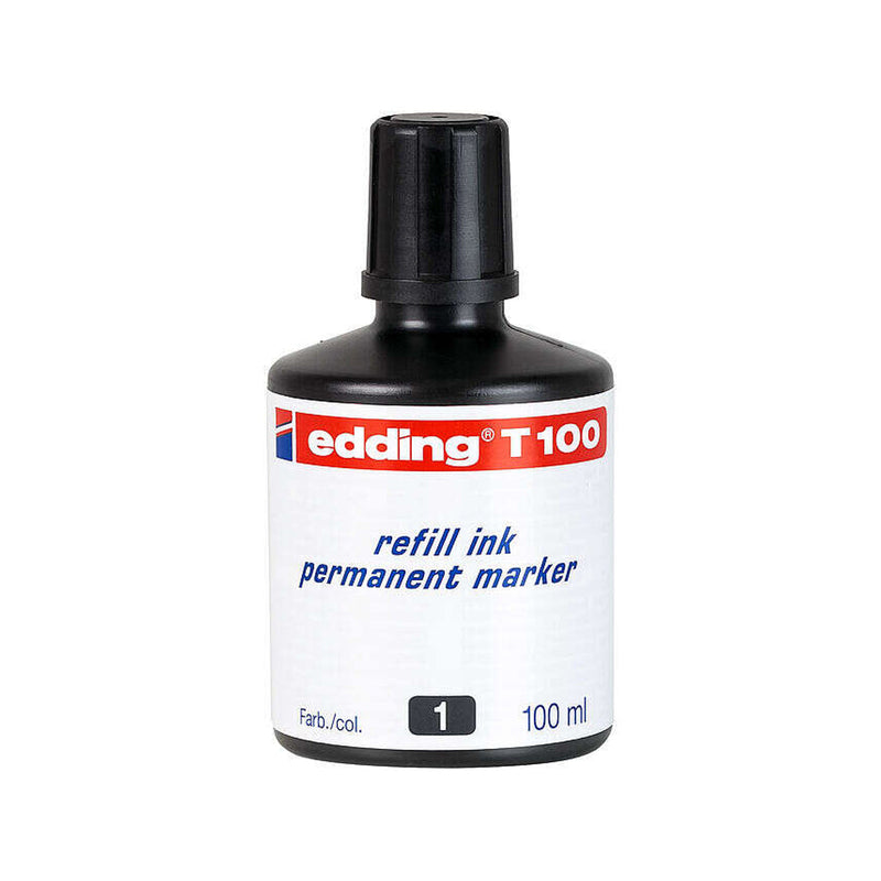 Edding T100 Bote de Recarga para Rotulador Permanente - Capacidad 100ml - Color Negro