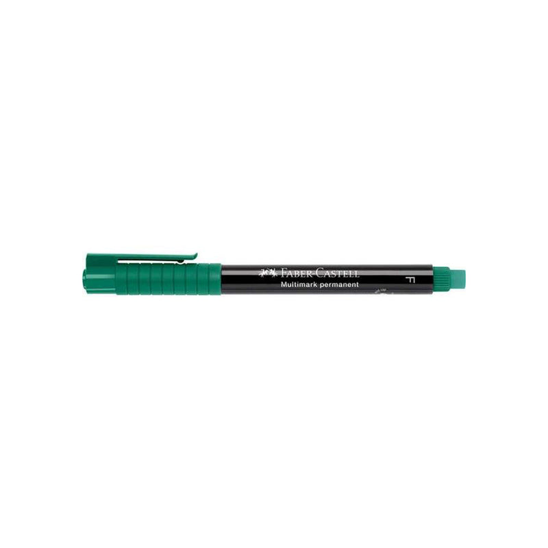 Faber-Castell Multimark Rotulador Permanente - Ancho de Trazo 0.6mm - Goma de Borrar Integrada - Resistente a la Luz y al Agua - Color Verde