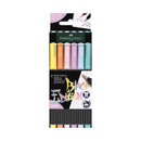 Faber-Castell Black Edition Pack de 6 Rotuladores Punta Pincel - Tinta a Base de Colorantes Alimentarios - Colores Pastel Surtidos