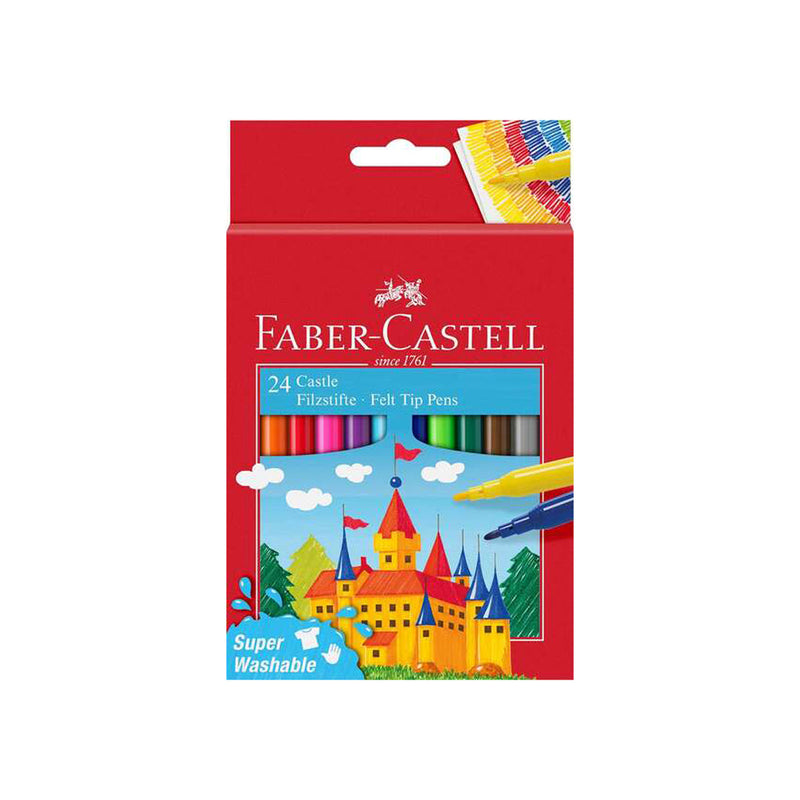 Faber-Castell Castle Pack de 24 Rotuladores - Tinta con Base de Agua Lavable - Colores Surtidos