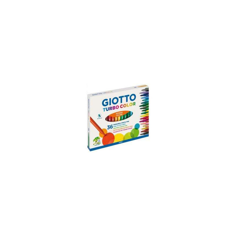 Giotto Turbo Color Pack de 36 Rotuladores - Punta Fina 2.8 mm. - Tinta al Agua - Lavable - Colores Surtidos