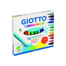 Giotto Turbo Maxi Pack de 12 Rotuladores - Punta Gruesa  5mm - Tinta al Agua - Lavable - Colores Surtidos