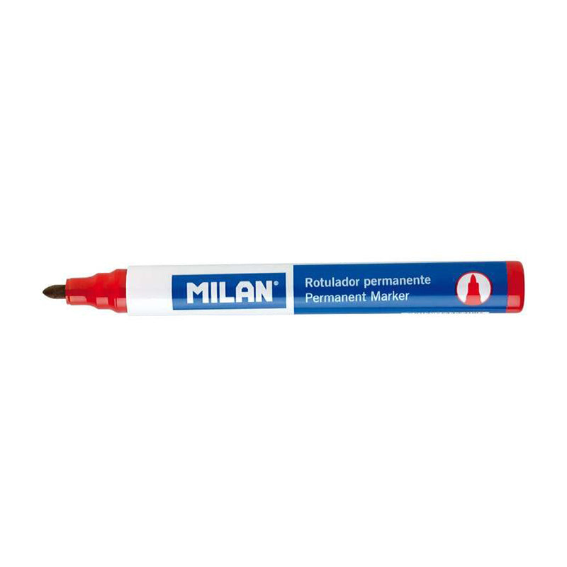 Milan Rotulador Permanente - Punta Redonda 4mm - Tinta a Base de Alcohol - Color Rojo