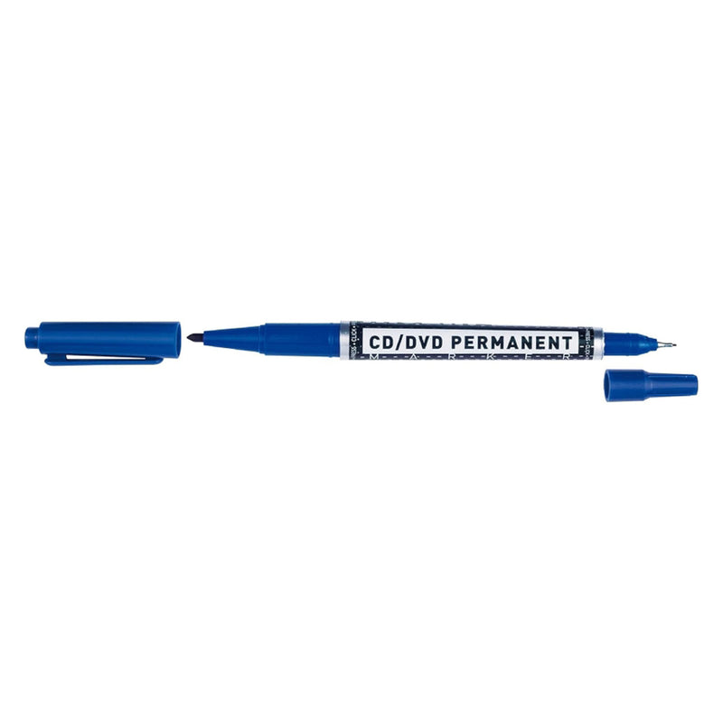 Molin Rotulador Permanente para CD, DVD - Doble Punta 0.4 y 1mm - Tinta Permanente con Base Alcohol - Color Azul