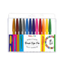 Pentel Brush Sing Pen Pack de 12 Rotuladores con Punta de Pincel - Lineas Finas o Gruesas dependiendo de la Presion - Fabricados con 81% de Plasticos Recicldos - Colores Vivos Surtidos