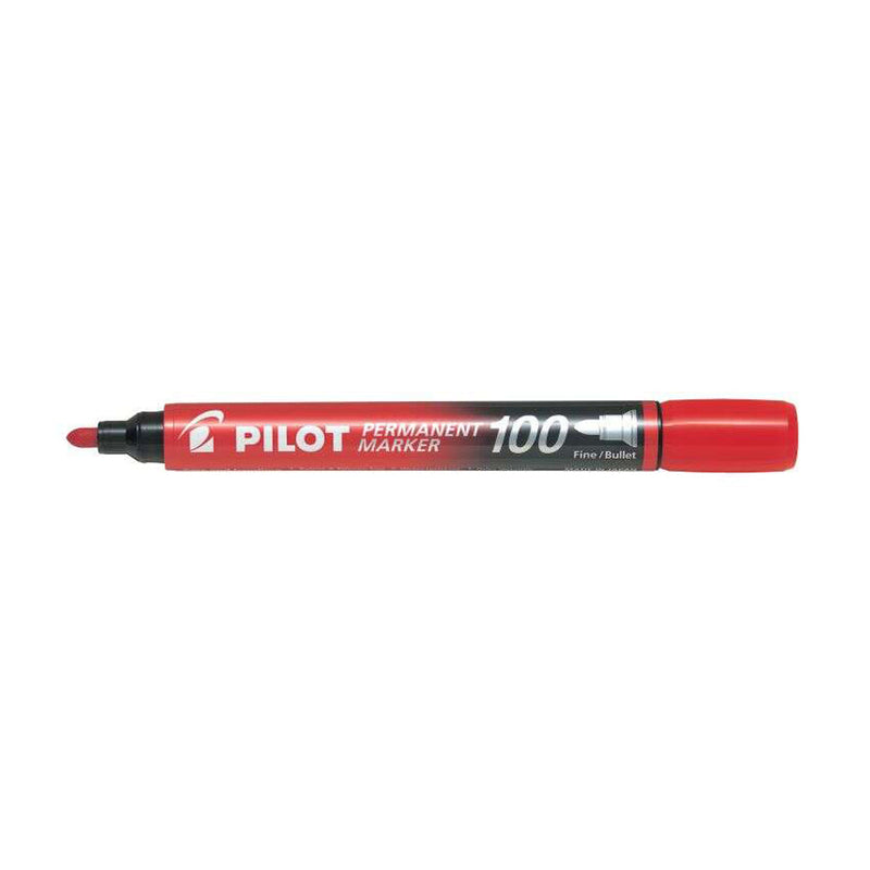 Pilot Rotulador Permanente 100 - Punta de Bala 4,5mm - Trazo 1mm - Color Rojo