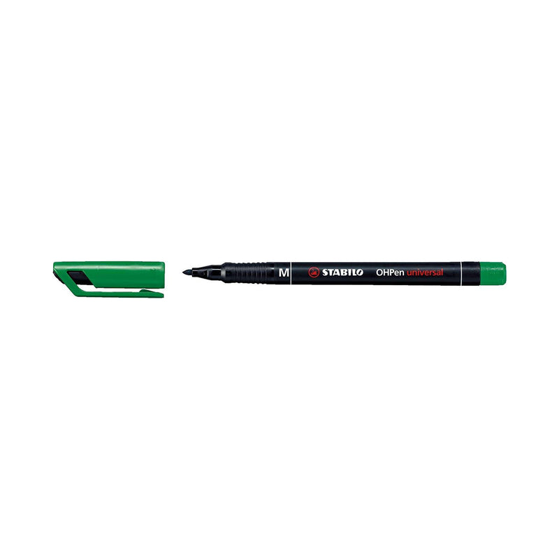 Stabilo OHPen Rotulador Permanente - Punta Media - Trazo de 1mm - Agarre Antideslizante - Tapon Ventilado - Color Verde