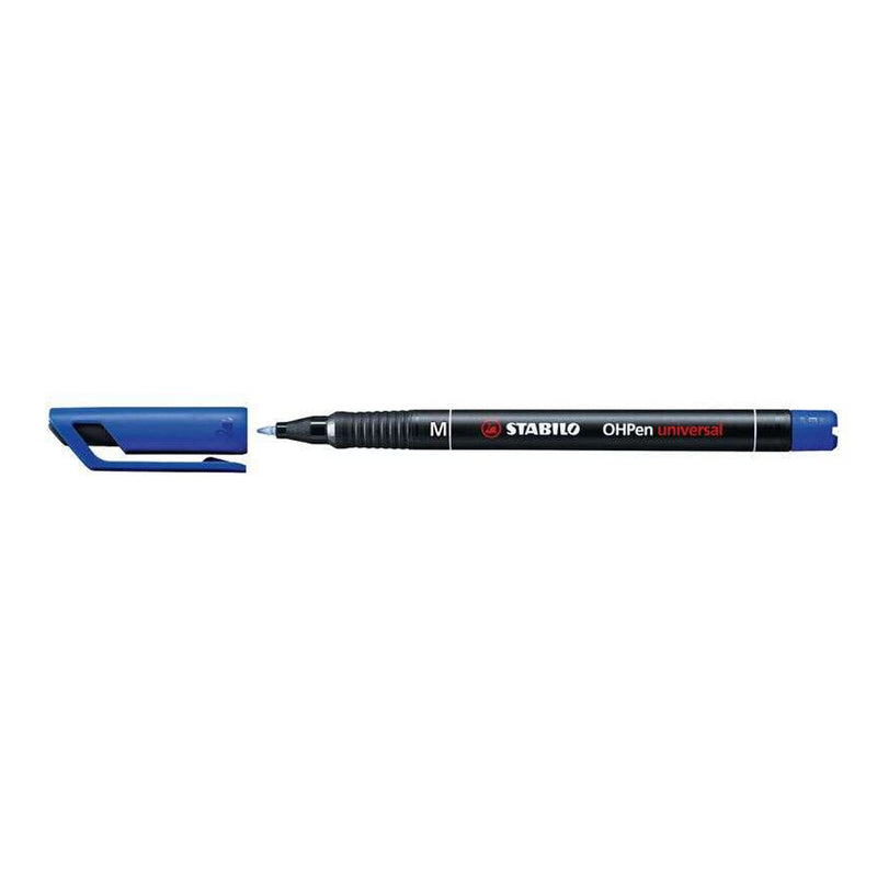 Stabilo OHPen Rotulador Permanente - Punta Media - Trazo de 1mm - Agarre Antideslizante - Tapon Ventilado - Color Azul